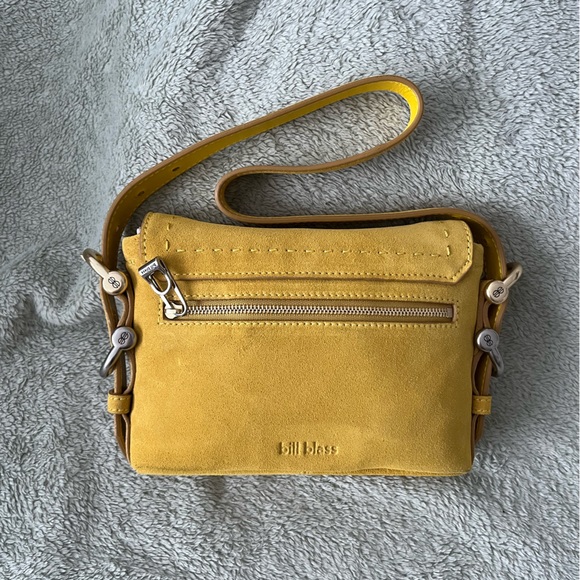 Bill Blass Yellow Nugget Suede Shoulder Bag - Picture 2 of 7